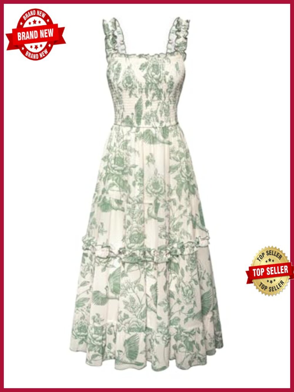 Floral Print Smocked Flowy Sundress with Pockets